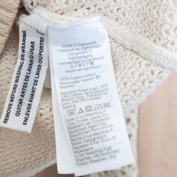 J. Crew Womens Crochet Knit Sweater Top Sz L Cream Long Sleeve Minimalist Preppy - Picture 7 of 8